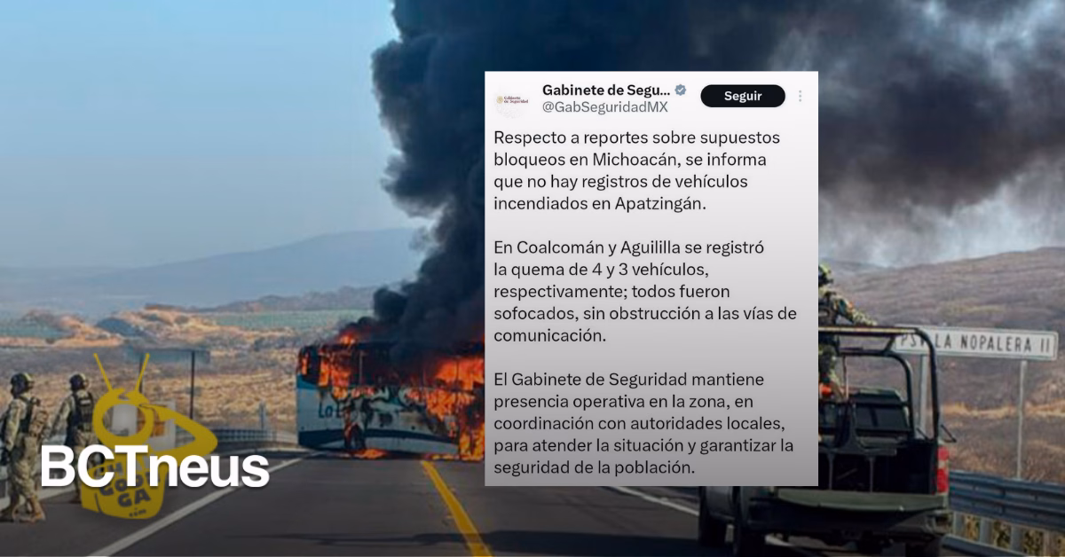 Articulo - Reportan quema de unidades en Coalcomán y Aguilila, Apatzingán sin bloqueos