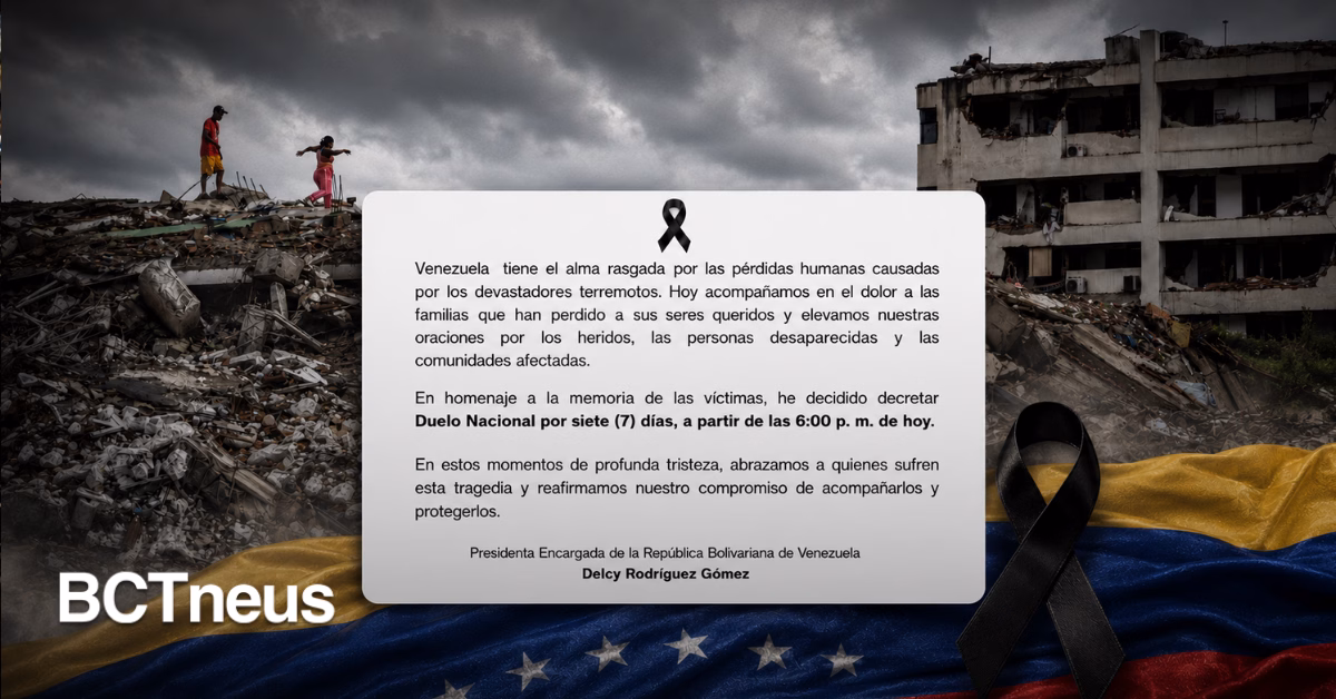 Articulo - Venezuela declara luto nacional de una semana tras terremotos; van dos mil 295 muertos